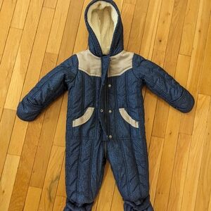 Baby Boy Girl Hooded Romper Lined Jumpsuit Snowsuit Warm Coat 12 months